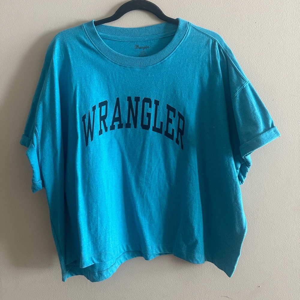 🌟Wrangler Bright Turquoise Short-Sleeve Logo Tee Size XL NWT